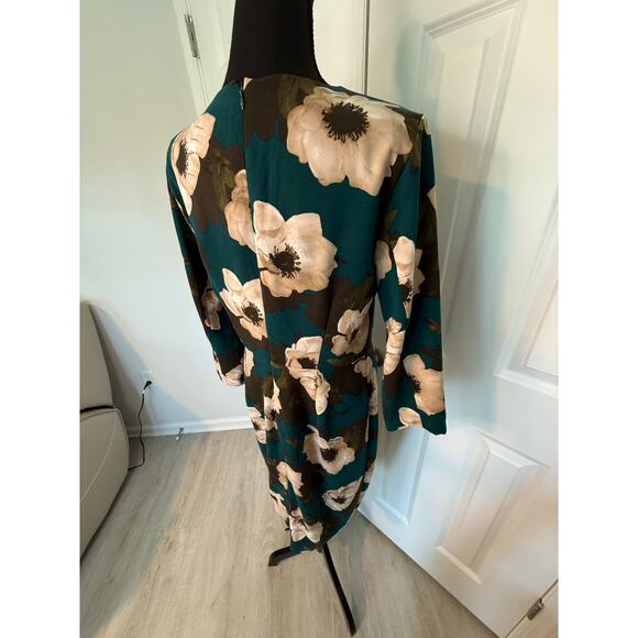Banana Republic Green Floral Dress Stretch Elegant Women 10 Office Wedding Guest - Picture 9 of 11